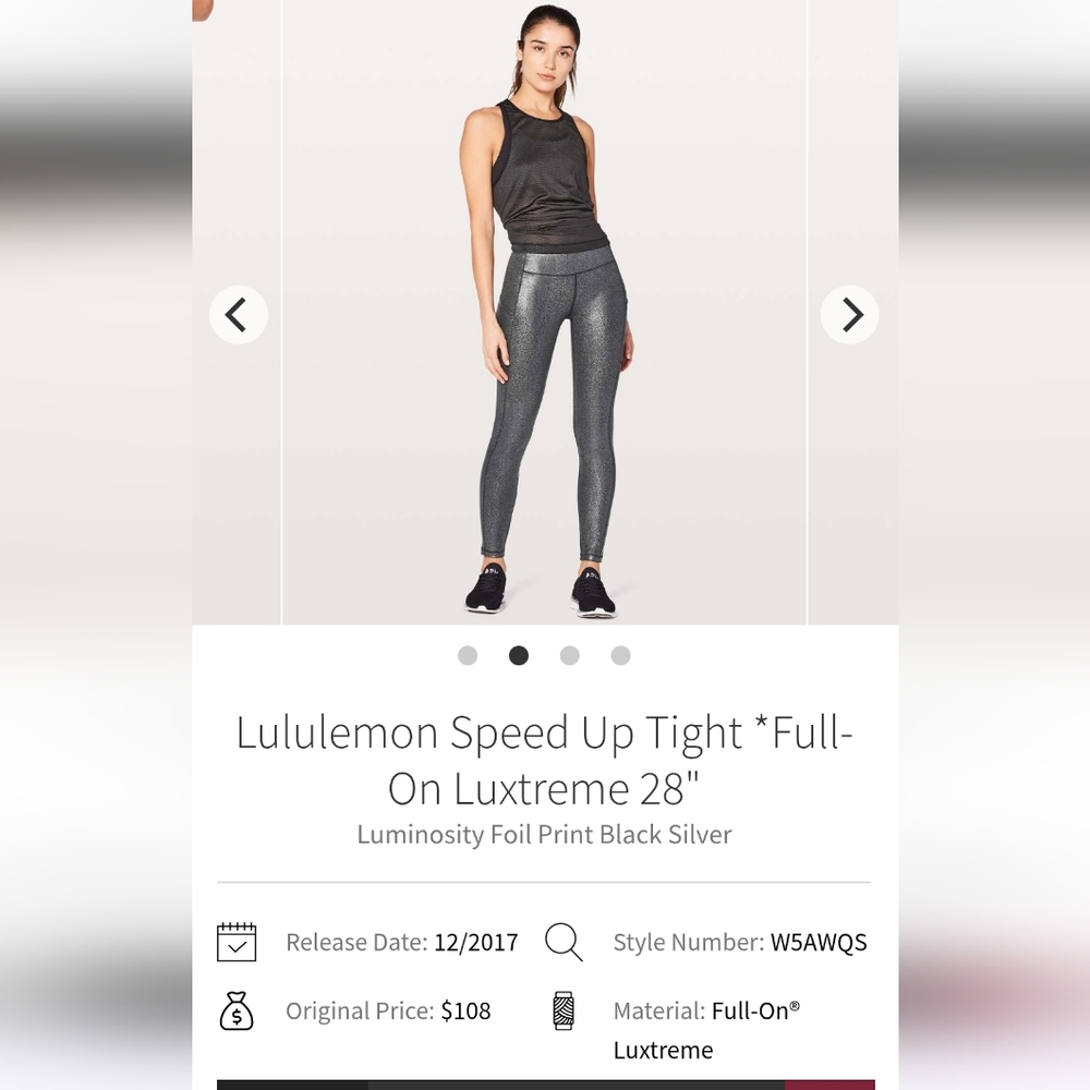 lululemon athletica Speed Up Tight Full-On Luxtreme 28" – Black Silver Foil